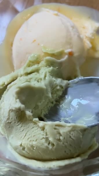 Yakından Bakınca Limon Aromalı Dondurma Top View Food Konsepti Yüksek — Stok video