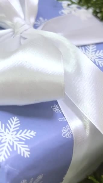 Noël Présent Avec Branche Sapin Boule Noël Tourné Sur Blanc — Video