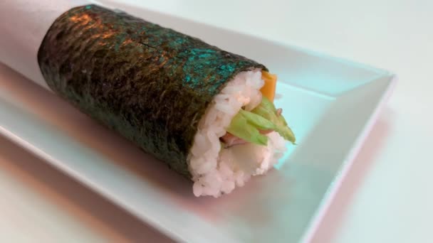 Ehomaki Sushi Rola Comida Tradicional Japonesa Imagens Alta Qualidade — Vídeo de Stock