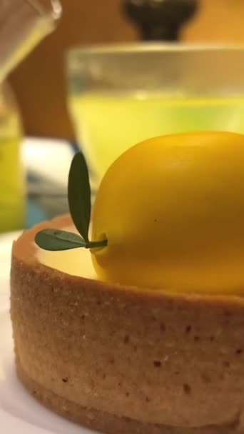Vitamine Citrusthee Citroentaart Kwarktaart Met Citroen Heerlijke Voedsel Versheid Behandeling — Stockvideo