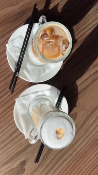 Latte Dwa Rodzaje Zimny Gorący Icelate Klasyczny Mleko Kawa Inny — Wideo stockowe
