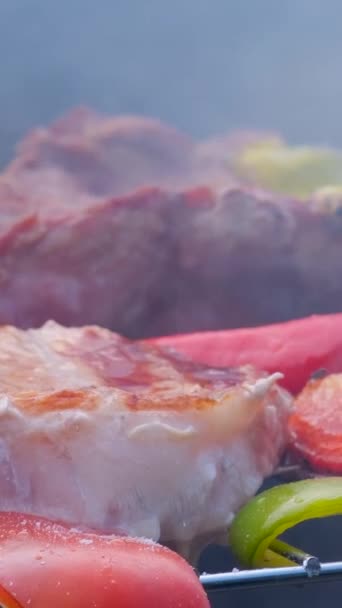 Barbecue Koteletten Zien Erg Lekker Gekookt Voor Een Hamburger Warm — Stockvideo