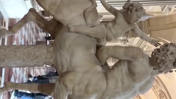 ルーヴル美術館には天使を背負ったケンタウロスの彫刻があり そこには多くの人々 23パリ フランスがいる 高品質4K映像 — ストック動画