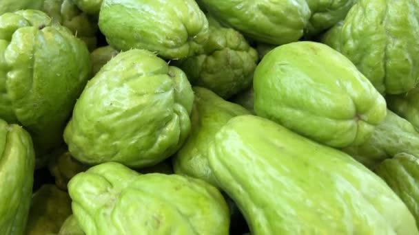 Verdure Fresche Chayote Chuchu Verdura Frutta Sul Bancone Supermercato Mercato — Video Stock