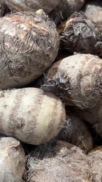 Zblízka Gingers Sekací Desce Zelenina Ovoce Pultu Supermarketu Trh Vietnamu — Stock video