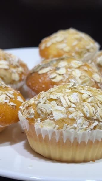 Muffin Avoine Aliment Diététique Sain Naturel Pour Estomac Qui Nettoie — Video