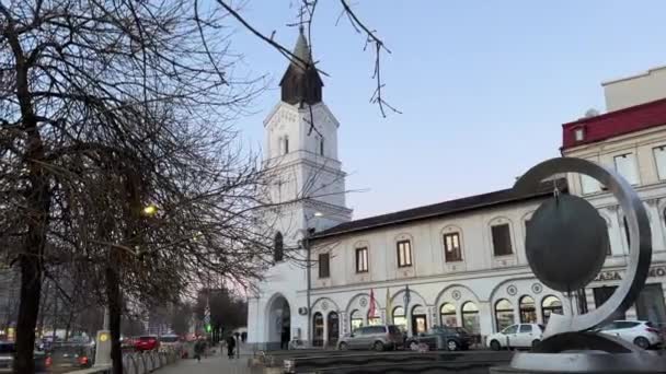 Rumania Bucarest Paseo Invierno Por Las Atracciones Ciudad Centro Arquitectura — Vídeos de Stock