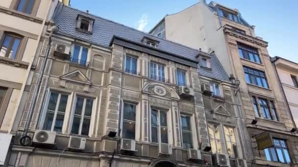 Romênia Bucareste Passeio Inverno Pelas Atrações Cidade Centro Arquitetura Edifícios — Vídeo de Stock