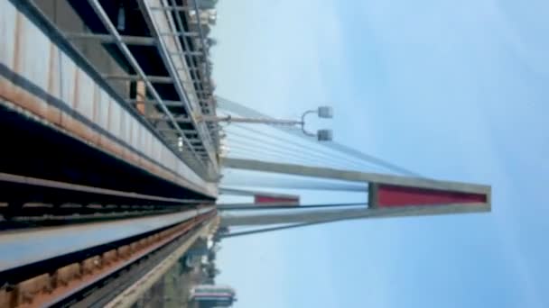 Surrey Vancouver Linia Skytrain Moście Widok Okna Ulicy Mgły Oddali — Wideo stockowe
