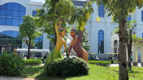 Vietnam Büyük Dünya Phu Quoc Şelale Heykeli Çeşmeler Ünlü Eğlence — Stok video