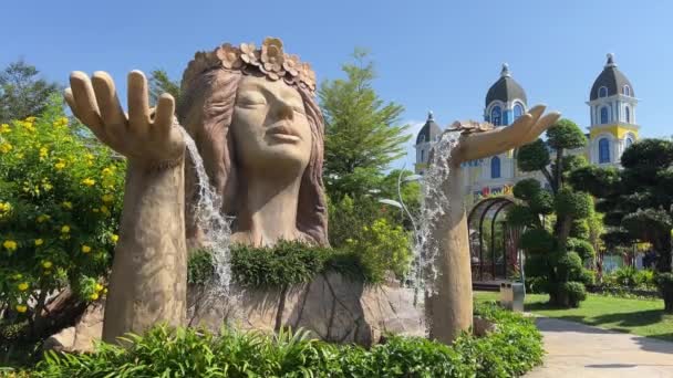 Wietnam Grand World Phu Quoc Rzeźby Wodospady Fontanny Słynny Kompleks — Wideo stockowe