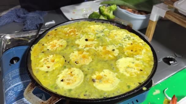 Tortilla Cocina Sartén Puerta Chiangmai Tailandia Imágenes Alta Calidad — Vídeos de Stock