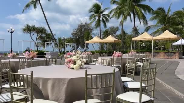 Luxury Decoration Reception Dinner Set Romantic Decoration Wedding Setup Festive — Stock Video