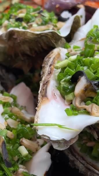 Comida Callejera Por Noche Isla Phu Quoc Vietnam Deliciosos Mariscos — Vídeo de stock