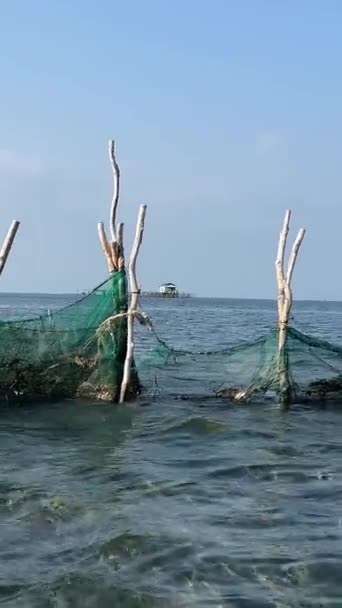 Αλιευτικά Δίχτυα Στον Ινδικό Ωκεανό Στο Βιετνάμ Νησί Που Κουόκ — Αρχείο Βίντεο