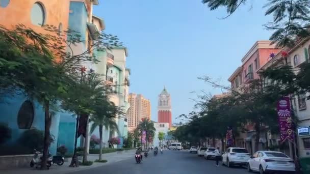 Vietnam Phu Quoc Island Sunset Town Empty Houses Streets Beautiful — Stock Video