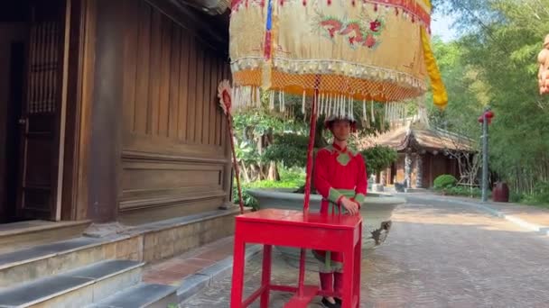 Mensen Gekleed Traditionele Japanse Kleding Vertegenwoordigen Hun Natie Als Prachtige — Stockvideo