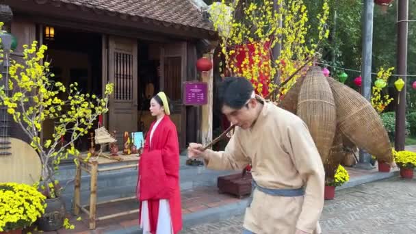 Människor Klädda Traditionella Japanska Kläder Representerar Sin Nation Som Vackra — Stockvideo