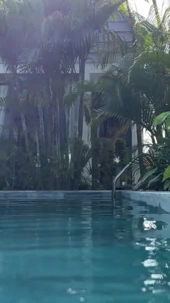 Göleti Güzel Bungalovları Olan Tropik Bir Bahçe Havuz Evleri Tropik — Stok video