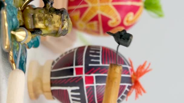 Pysanky Raw Eggs Painted Beeswax Paints Given Each Other Easter — Vídeo de Stock