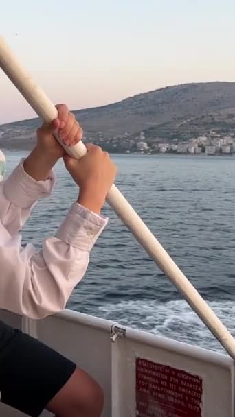 Crossing Island Corfu Albania City Saranta Ferry Rocket Inic Sea — Stock Video
