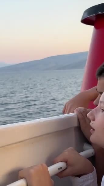 Oversteek Naar Het Eiland Corfu Van Albanië Stad Saranta Veerboot — Stockvideo