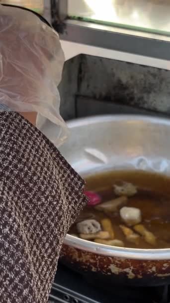 Overcooked Bad Food Bad Health Dangerous Cheap Street Food Vietnam — Stock Video
