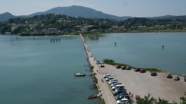 Klooster Het Water Waar Vliegtuigen Opstijgen Landen Griekenland Corfu Eiland — Stockvideo