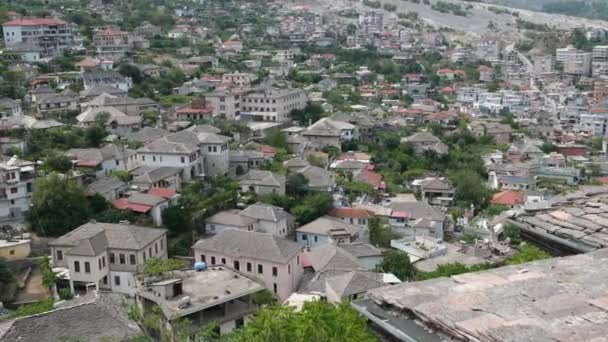 Kota Gjirokaster Albania Selatan Kota Tua Adalah Sebuah Situs Warisan — Stok Video