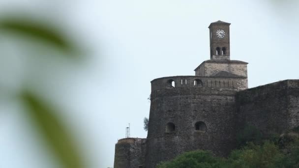 Stad Gjirokaster Zuid Albanië Oude Binnenstad Staat Werelderfgoedlijst Van Unesco — Stockvideo