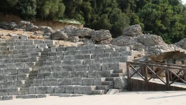 Ruines Grande Basilique Dans Parc National Butrint Buthrotum Albanie Palais — Video