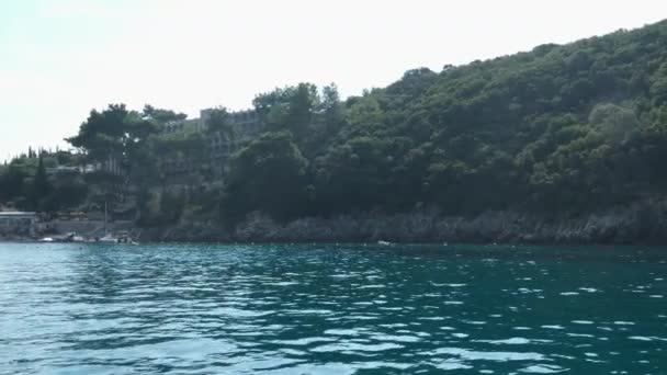 Hajó Túra Közelében Korfu Sziget Látnivalók Mély Tiszta Víz Hegyek — Stock videók