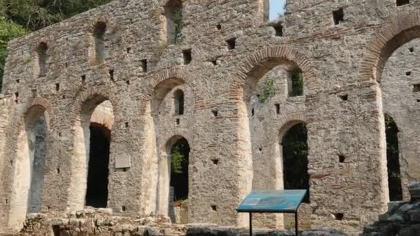 Ruins Great Basilica Butrint National Park Buthrotum Albania Triconch Palace — Stock Video