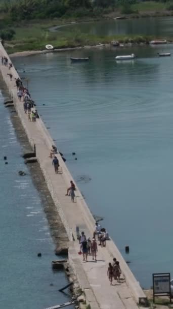 Monastery Water Which Planes Take Land Greece Corfu Island Vlacherna — Stock Video