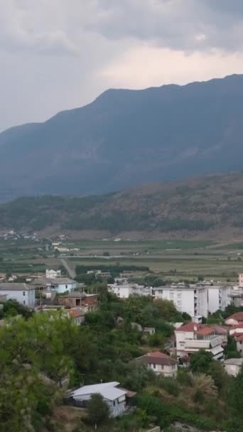 Gjirokaster Városa Dél Albániában Óváros Unesco Világörökség Része Építészeti Épületek — Stock videók