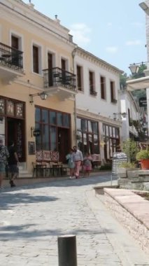 Güney Arnavutluk 'un Cirokaster kenti. Eski Şehir, UNESCO 'nun Dünya Mirası Bölgesi' dir. Mimari Binaların Kapanışı.