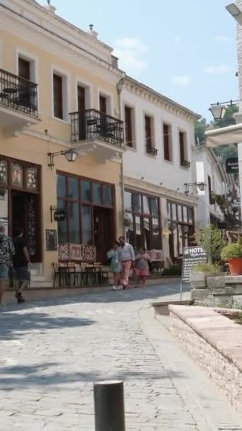 Πόλη Του Αργυρόκαστρου Στη Νότια Αλβανία Παλιά Πόλη Είναι Μνημείο — Αρχείο Βίντεο