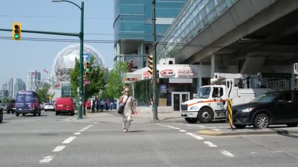 Utsikt Över Sevärdheten Science World Vancouver Kanada 2024 — Stockvideo