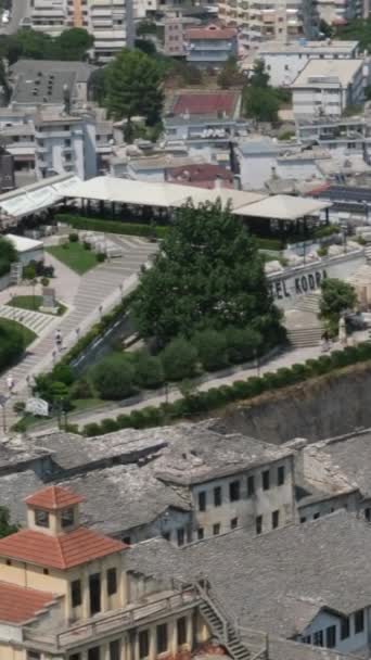 Ciudad Gjirokaster Sur Albania Casco Antiguo Patrimonio Humanidad Por Unesco — Vídeos de Stock