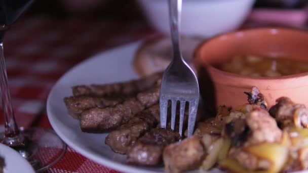 Lula Kebab Hagyományos Szelet Készült Darált Bárány Fűszerekkel Kerül Nyál — Stock videók