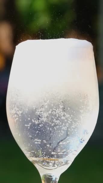 酒保正在把冰块倒入一杯清爽爽口的饮料中 高质量的垂直视频美丽的背景广告 高质量的4K镜头 — 图库视频影像