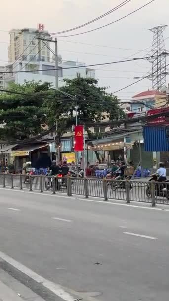 Chi Minh City Vietnam View Busy Road People Cars Pass — Stock videók