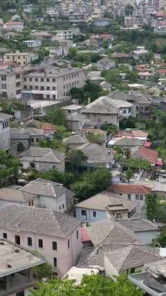 Πόλη Του Αργυρόκαστρου Στη Νότια Αλβανία Παλιά Πόλη Είναι Μνημείο — Αρχείο Βίντεο