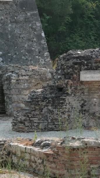 Ruins Great Basilica Butrint National Park Buthrotum Albania Triconch Palace — Stock Video
