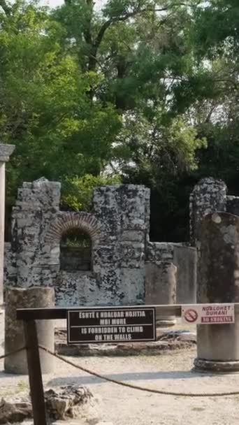 Ruinas Gran Basílica Parque Nacional Butrint Buthrotum Albania Triconch Palace — Vídeos de Stock