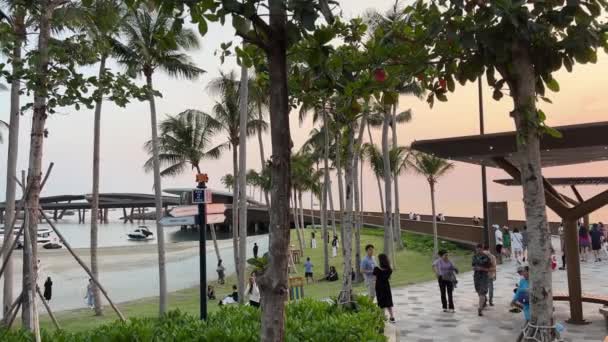 Kisses Köprüsü Kıyısındaki Hint Okyanusu Kıyısındaki Kafe Köprü Günbatımına Geçiş — Stok video