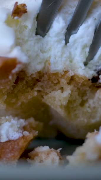 Крок Кроком Їжте Шматочок Свіжоспеченого Гарбузового Пирога Високоякісні Кадри — стокове відео