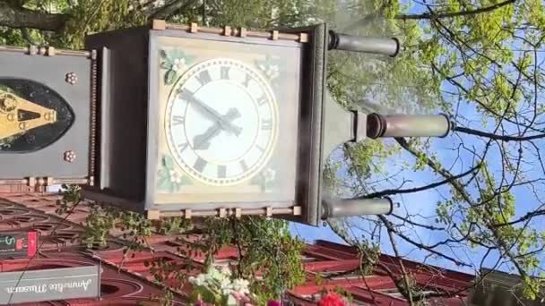 Verano Flores Reloj Lugares Turísticos Centro Lugares Imperdibles Atracciones Gastowns — Vídeo de stock