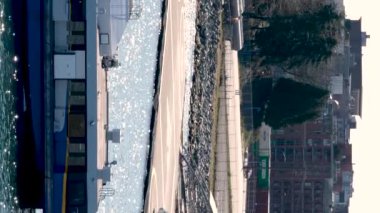 Kanada Place, Vancouver, BC, Kanada Deniz Otobüsü Manzaralı Kuzey Vancouver Panoraması