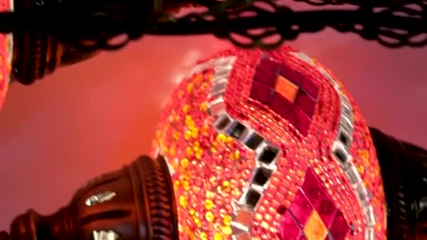 Lampes Multicolores Mosaïque Turque Sur Marché Plafond Dans Célèbre Grand — Video